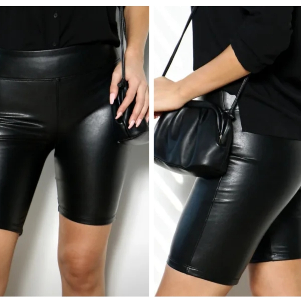 BBJ Los Angeles Black PU Leather Short Sz Medium Nwt